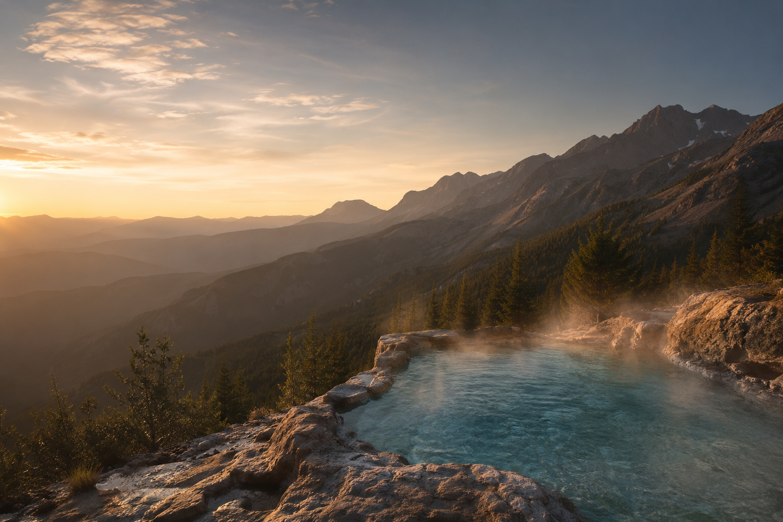 A Colorado hot spring set against the Rocky Mountains
